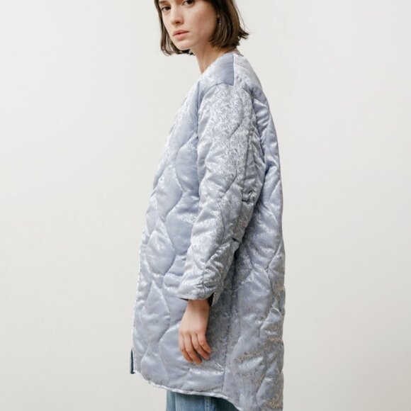 Priory Baby Blue Floral Quilted Jacket Size S/M - Picture 3 of 11